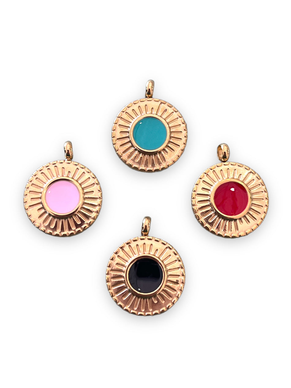 Flat Round Pendant, 1pc