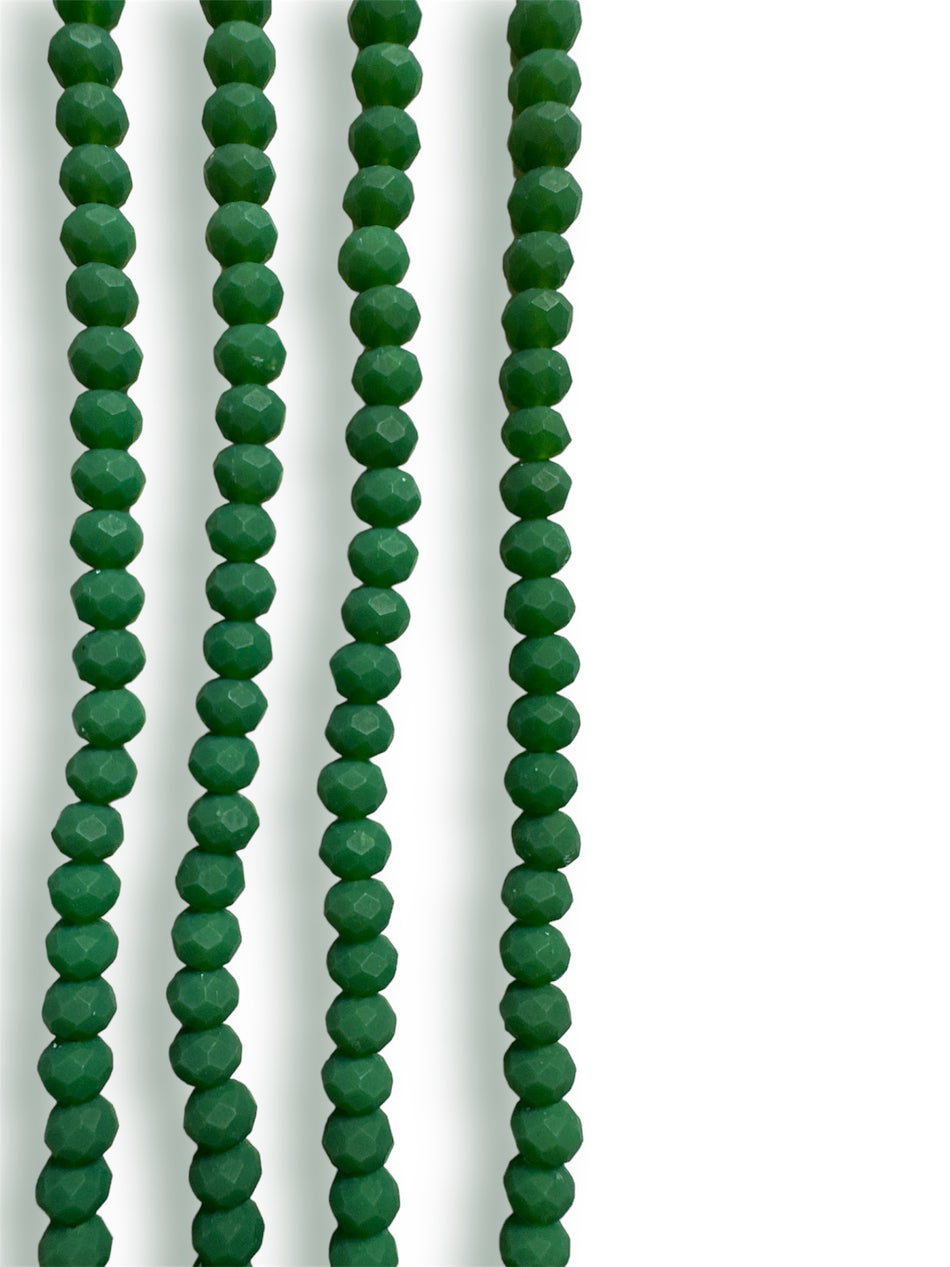 Faceted Green Rondelle Strand 4mm