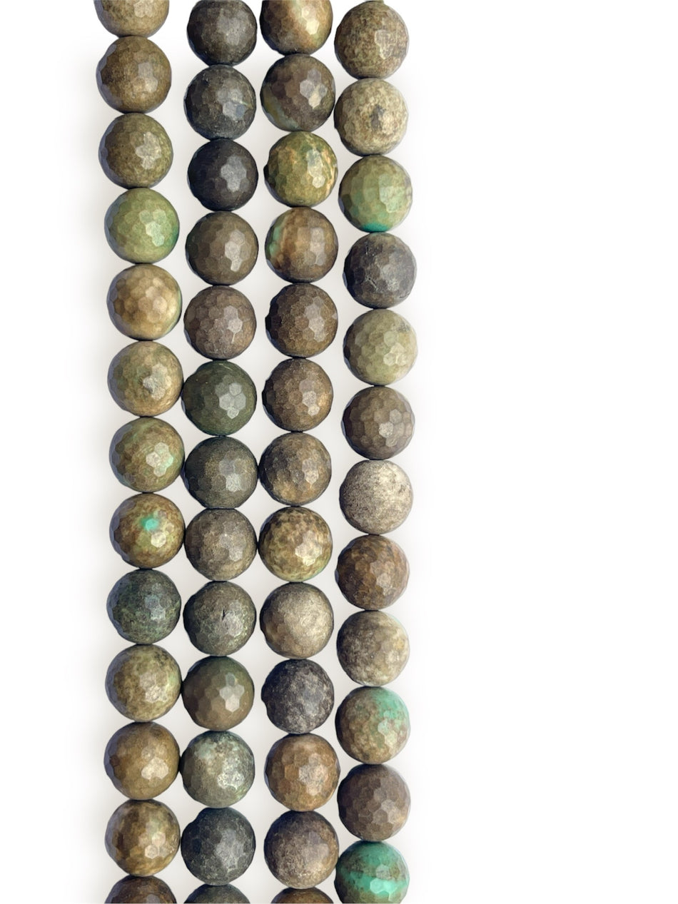 Green Round Faceted Agate, 16mm