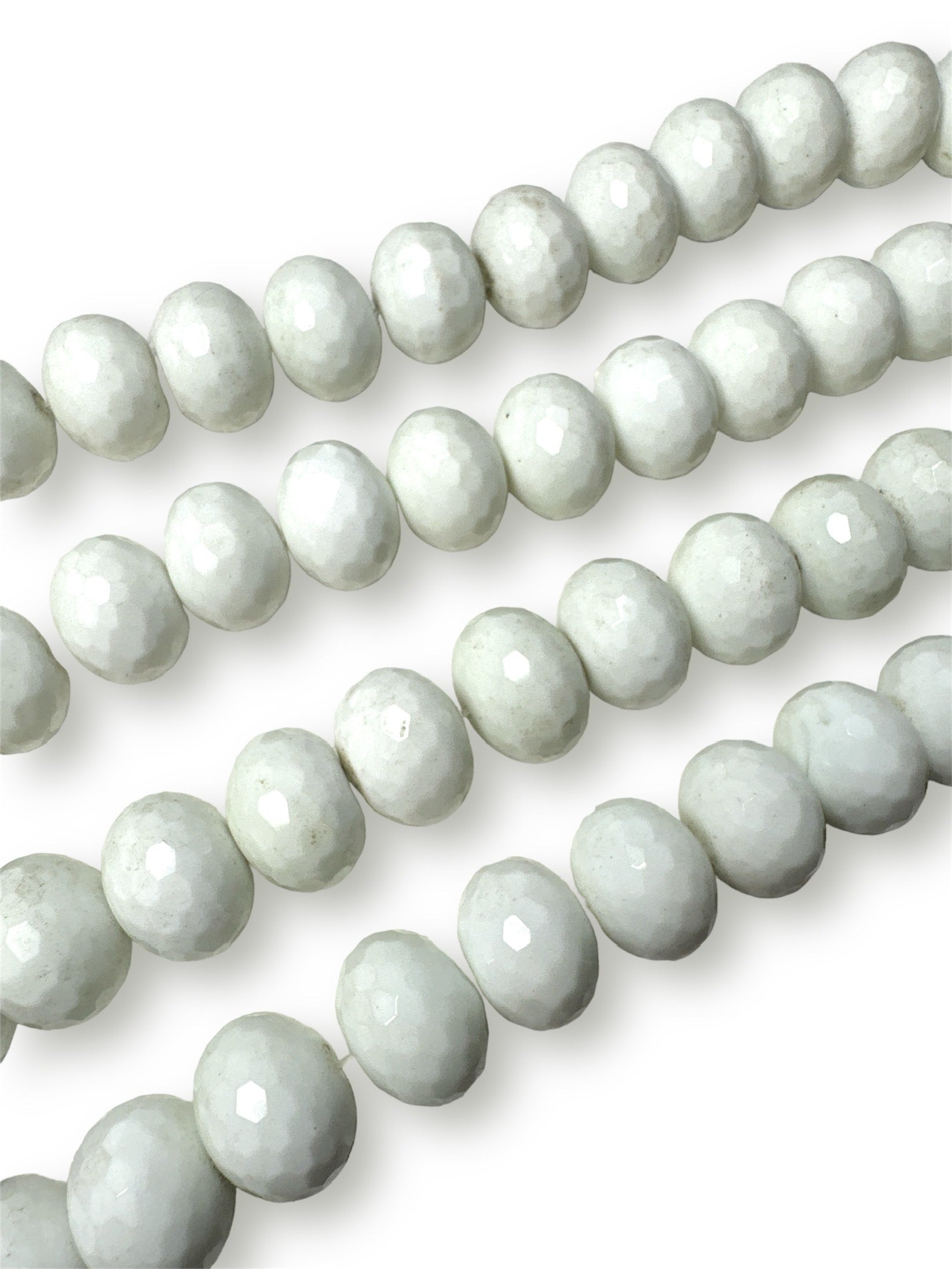 Faceted White Rondelle Gemstone Strand – Damaris Beads