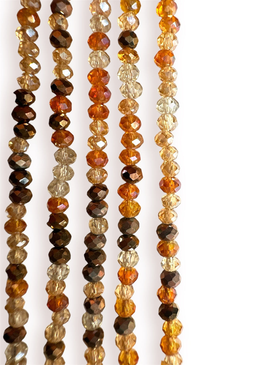 Mix Brown Rondelle Crystal Strand, 3mm