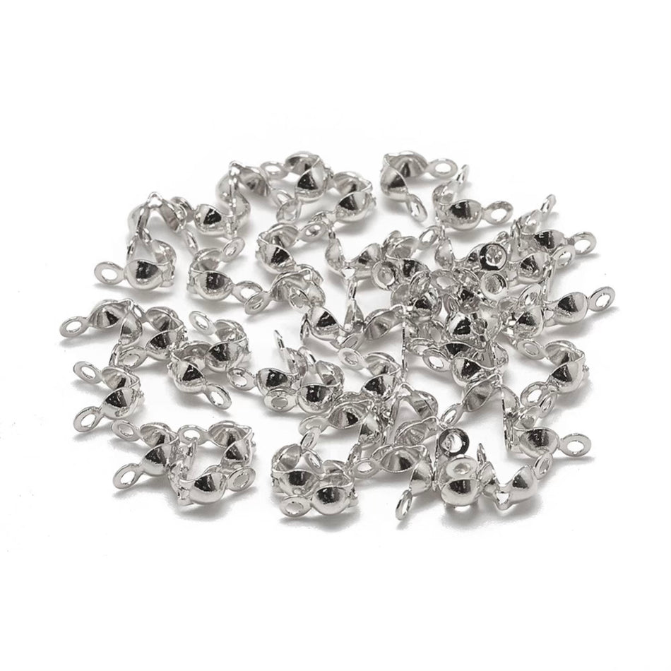 Silver-Plated Crimp Covers, 100pcs