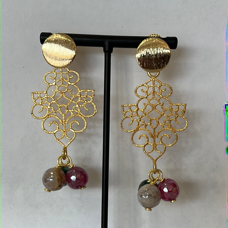 Kit Chandelier Earrings with Mix Agate Drops
