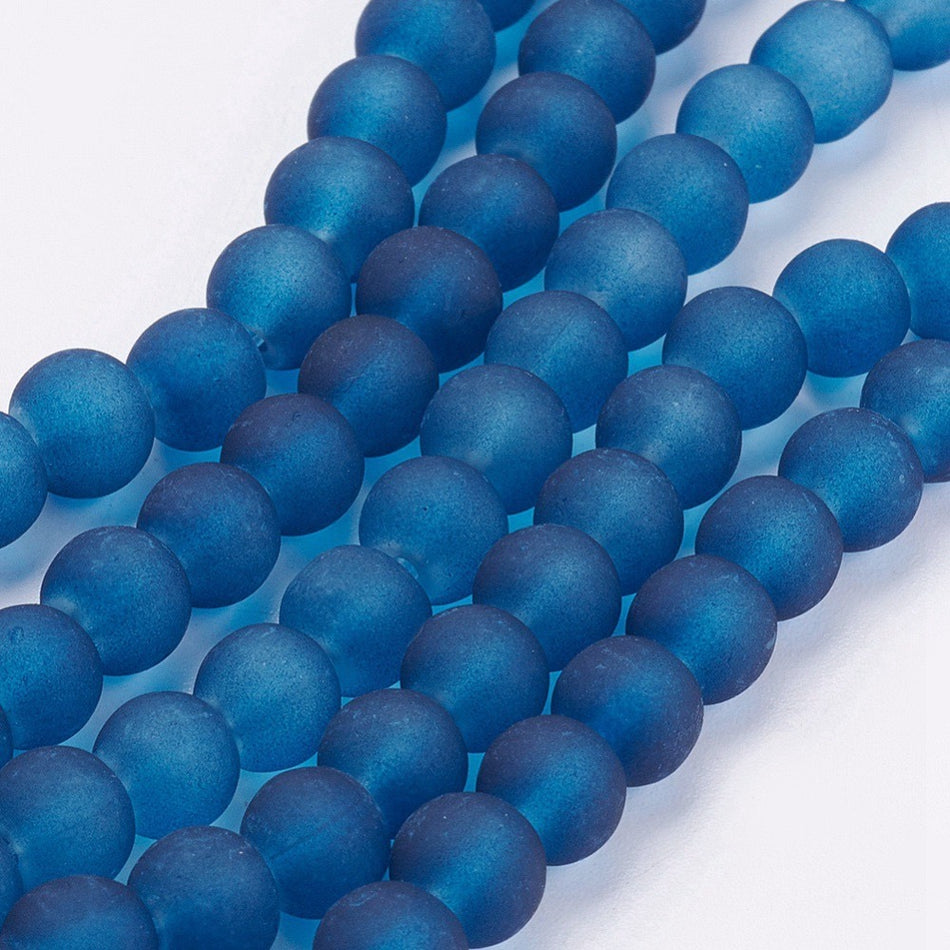 Frosted Round Glass Bead Strand 8mm
