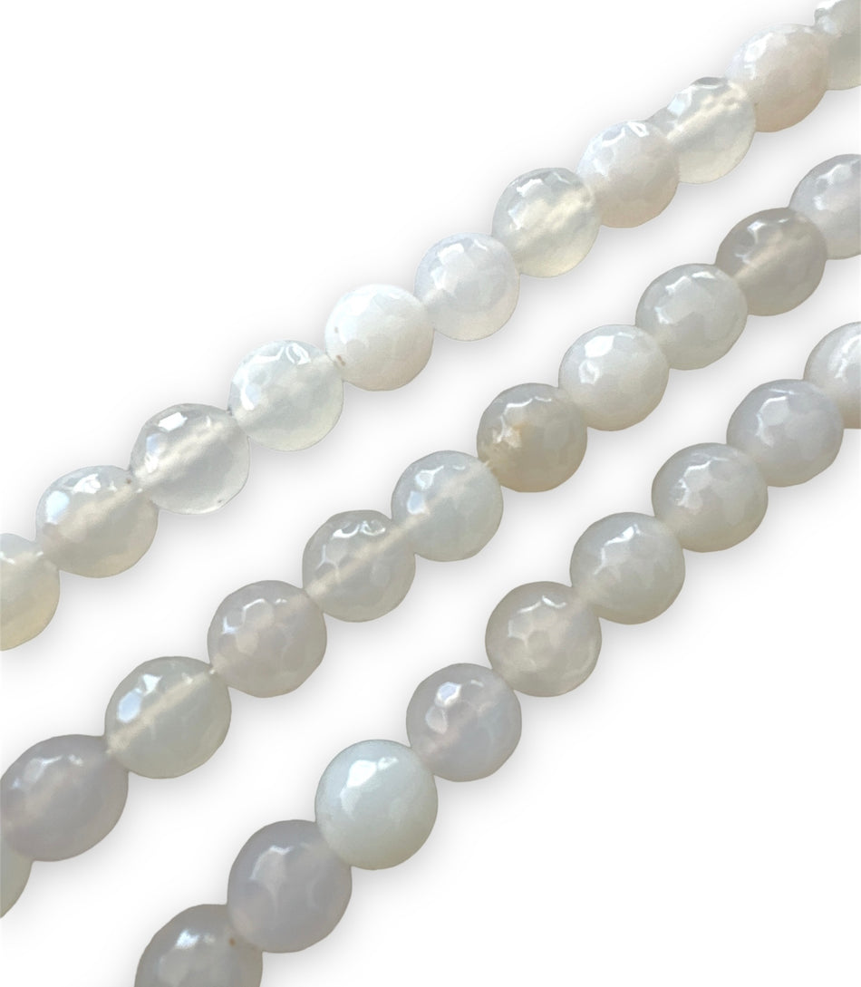 Faceted White Agate 12mm