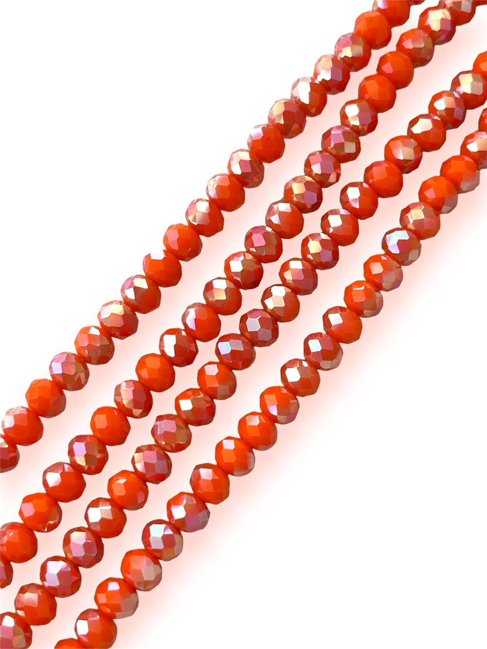 Faceted Orange Rondelle Crystal Strand, 8mm