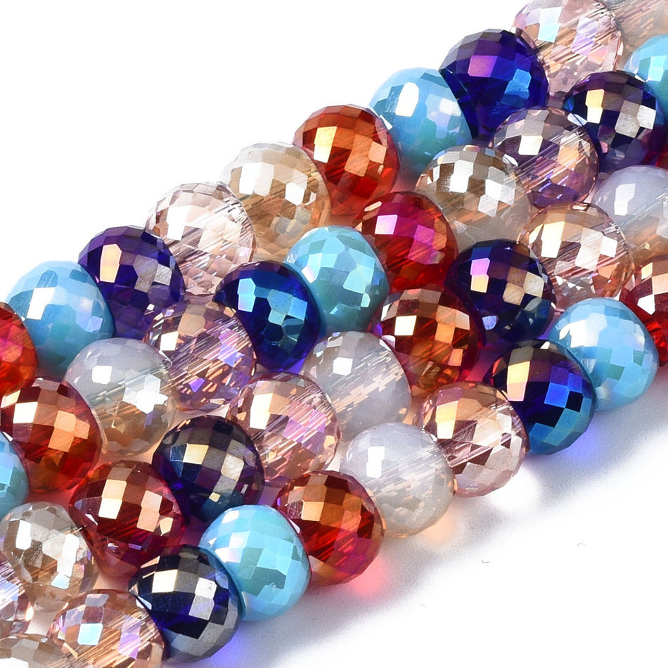 Faceted Rondelle Glass Bead Strand 8mm, 80pcs