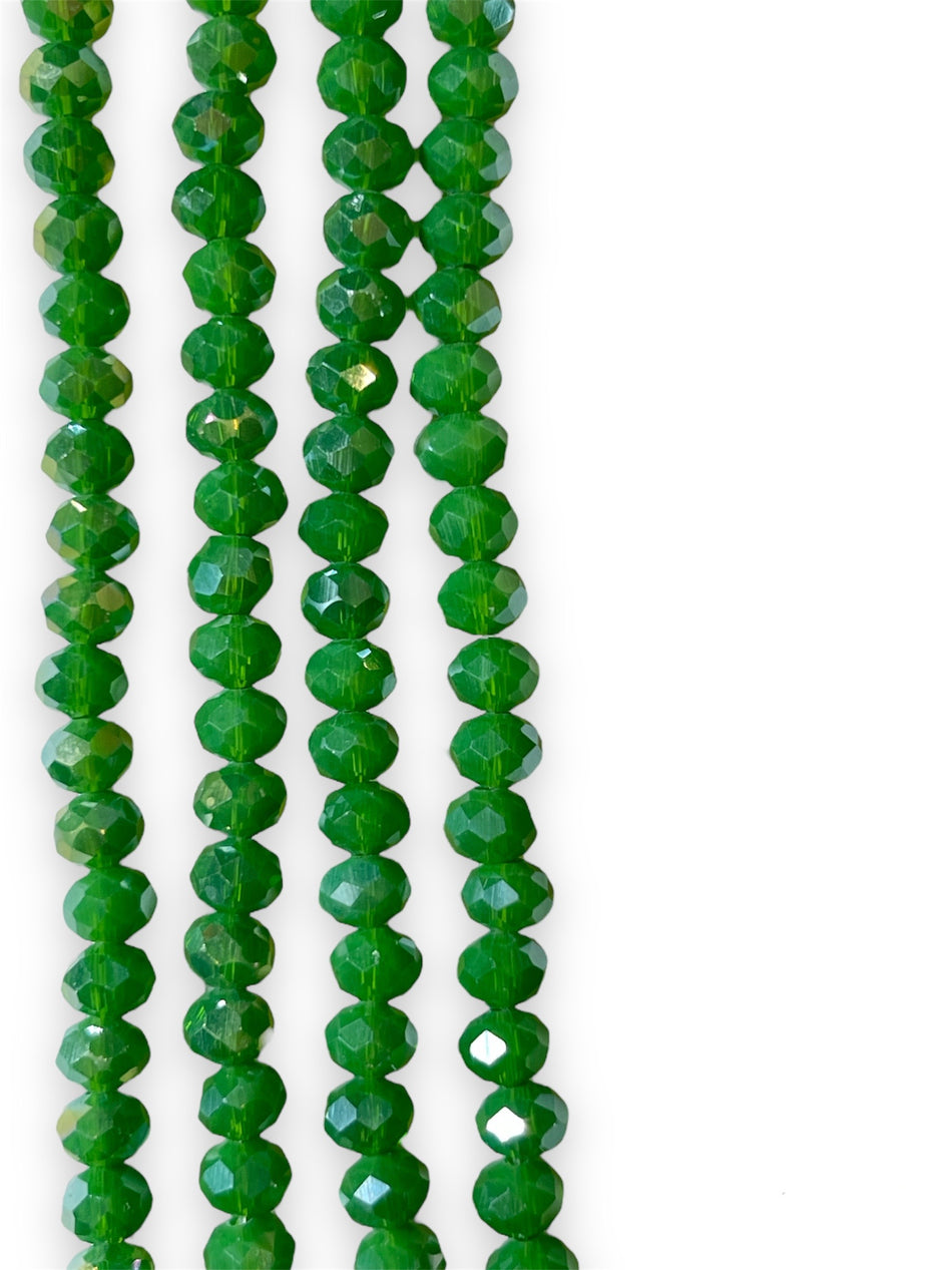 Faceted Green Rondelle Strand 6mm