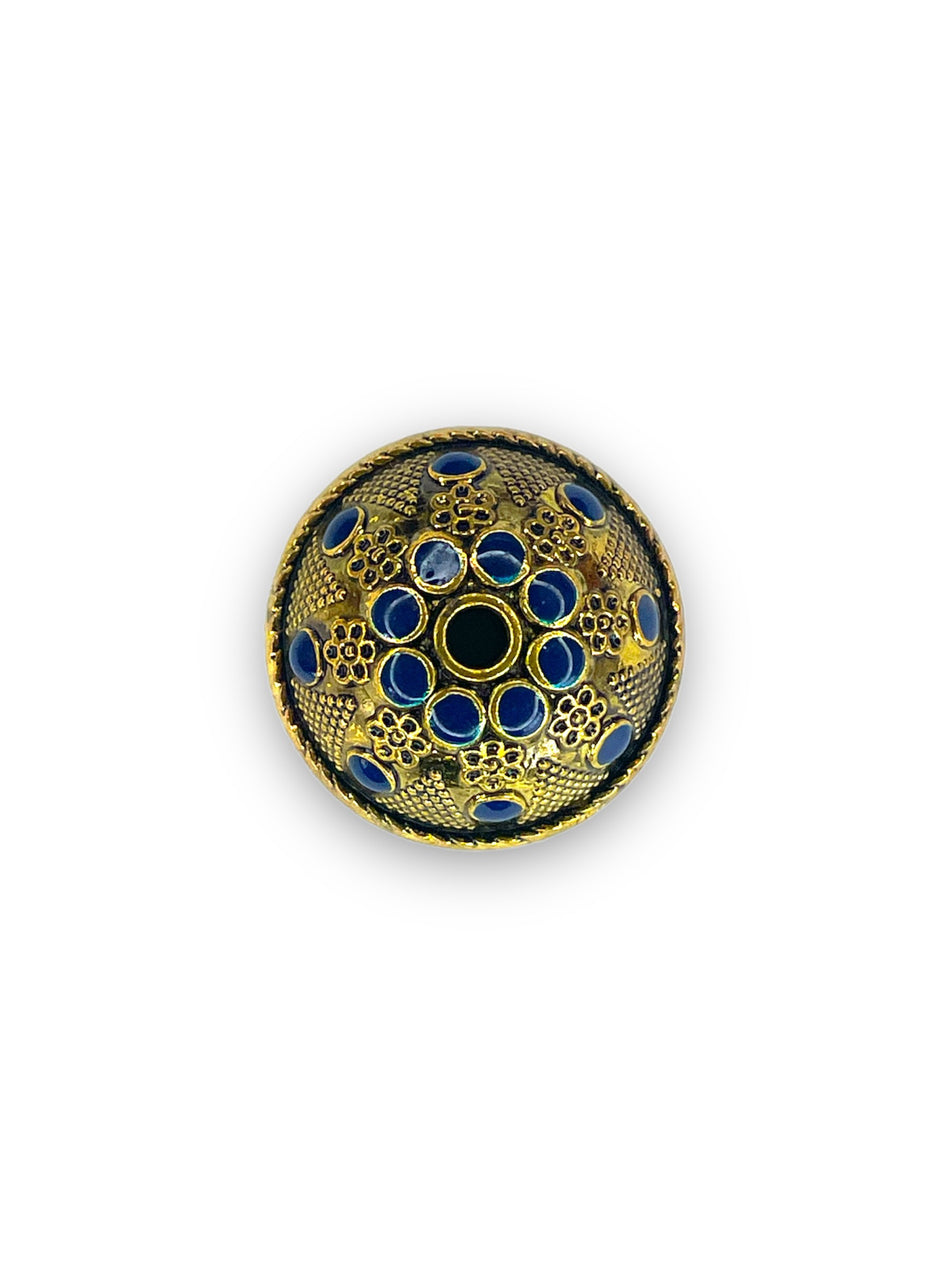 Blue Round Gold Focal, 1pc