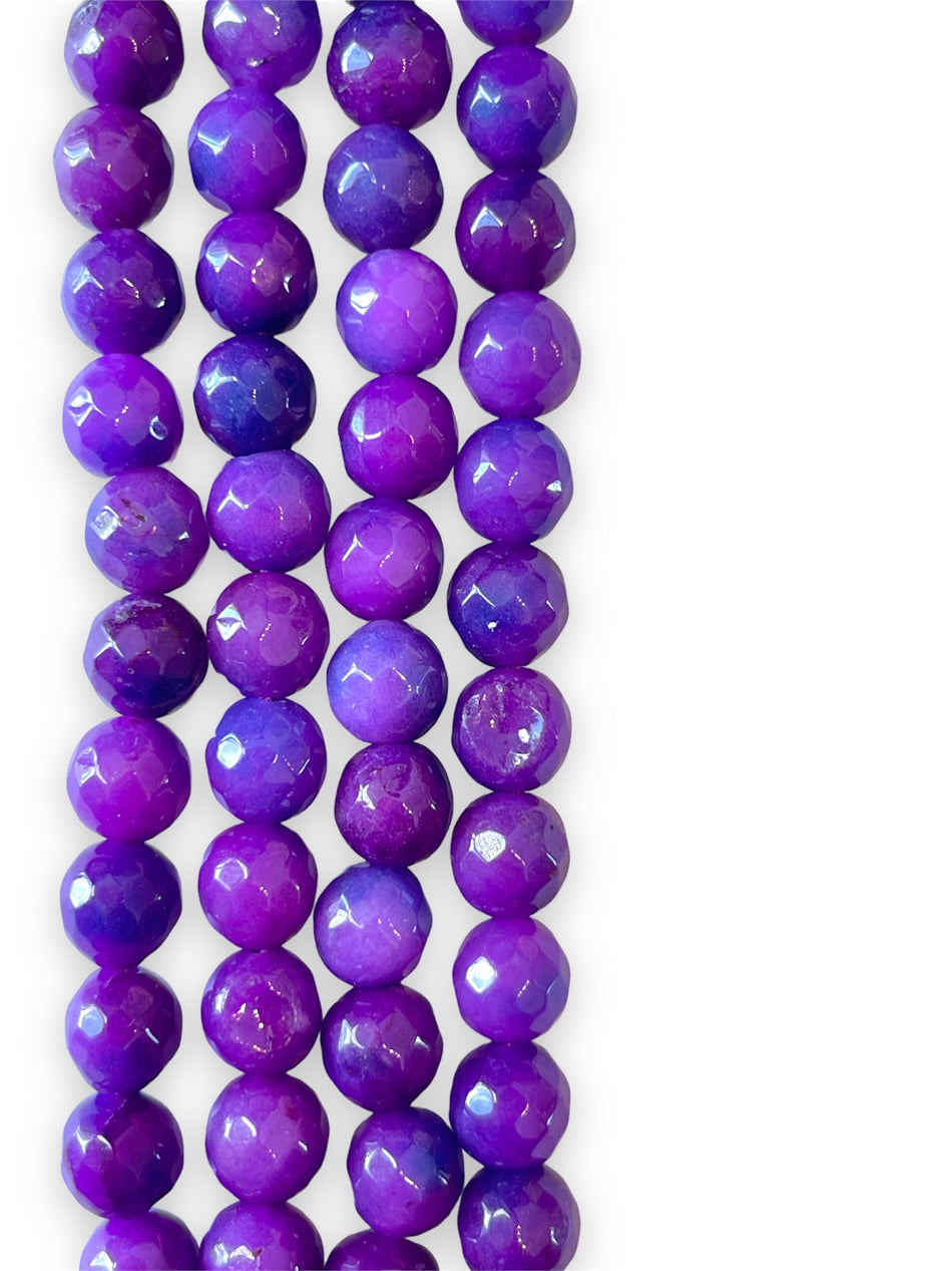 Faceted Purple Jade Strand 8mm