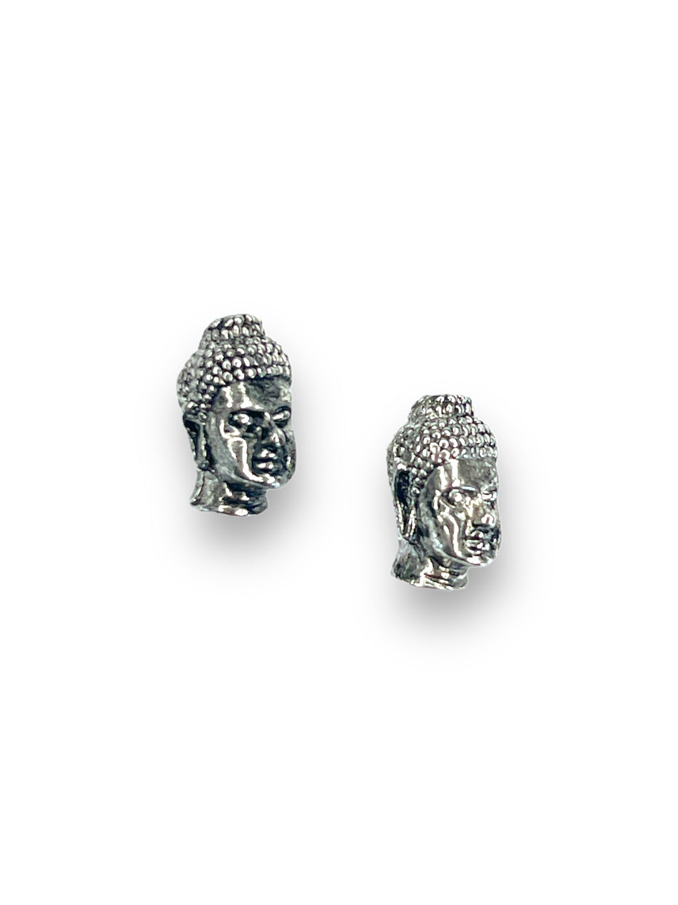 Silver Buddha Heads, 8pcs