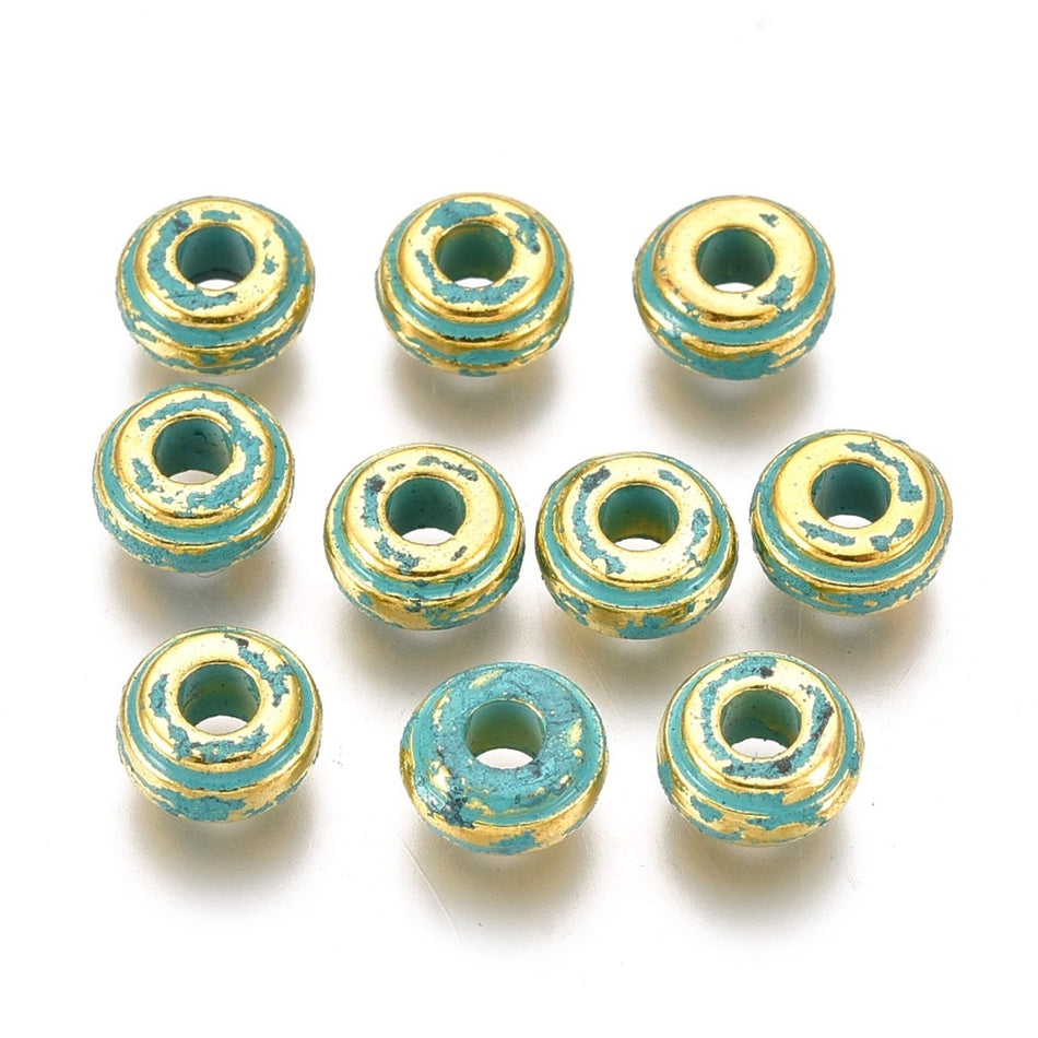 Verdigris Spacer Beads, 6mm 10pcs