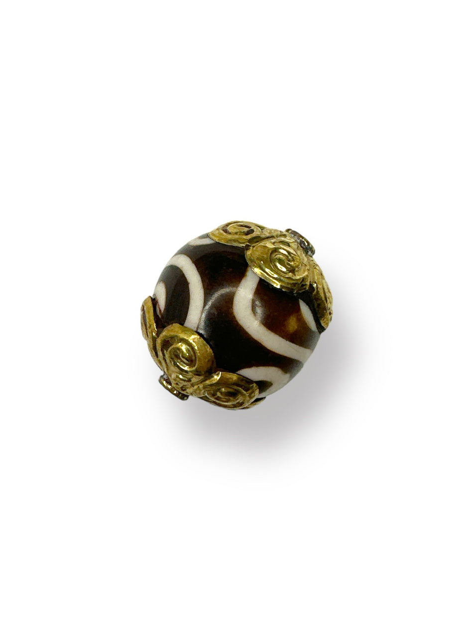 Tibetan Brown Stripe Focal Bead, 1 pc