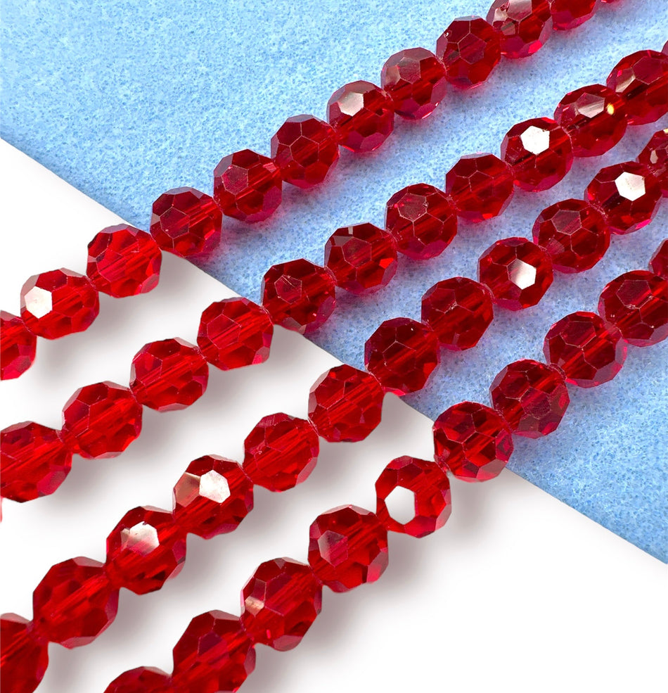 Faceted Red Cardinal Crystal Round, 8mm