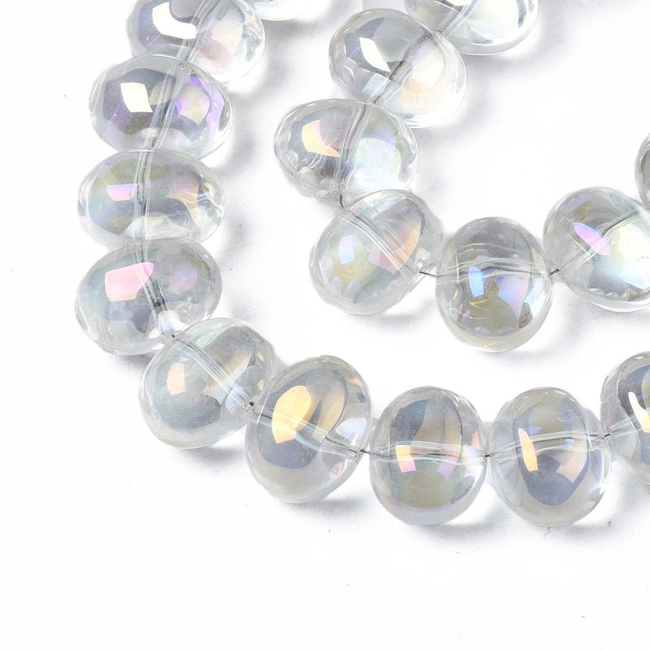 Oval Clear AB Glass Bead Strand 11mm, 59pcs