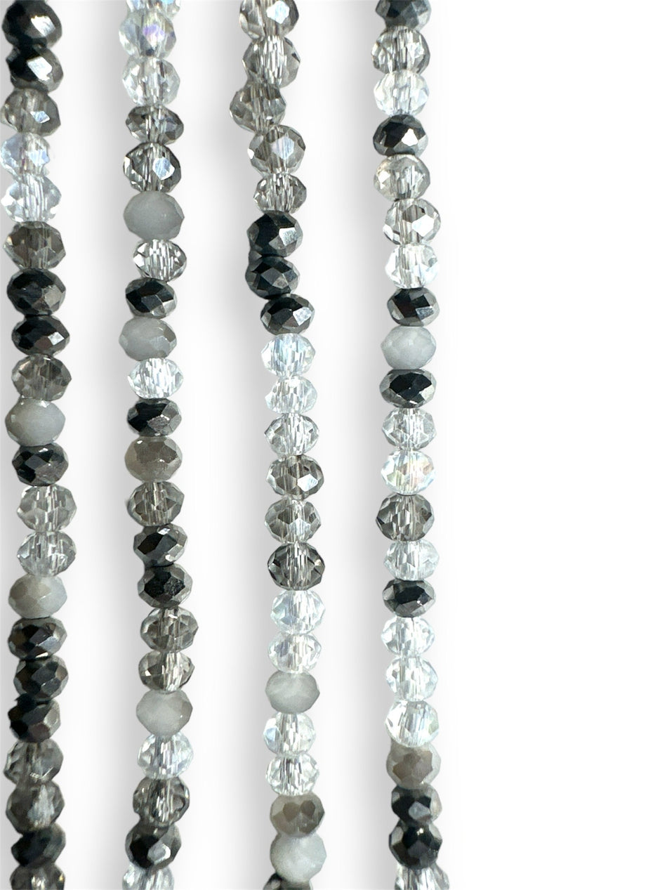 Mix Gray Rondelle Crystal Strand, 3mm