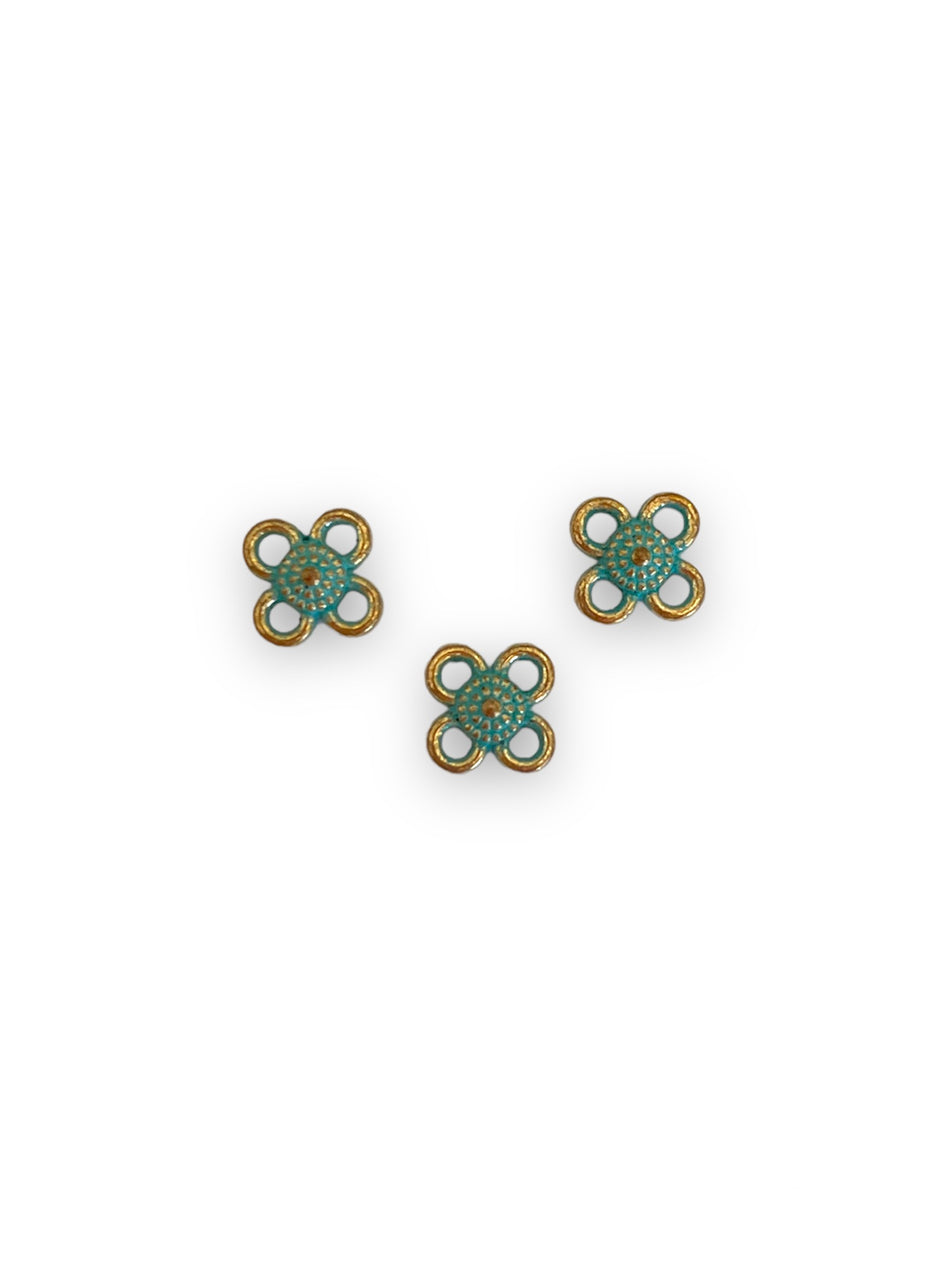 Verdigris Flower Pendant, 9pcs