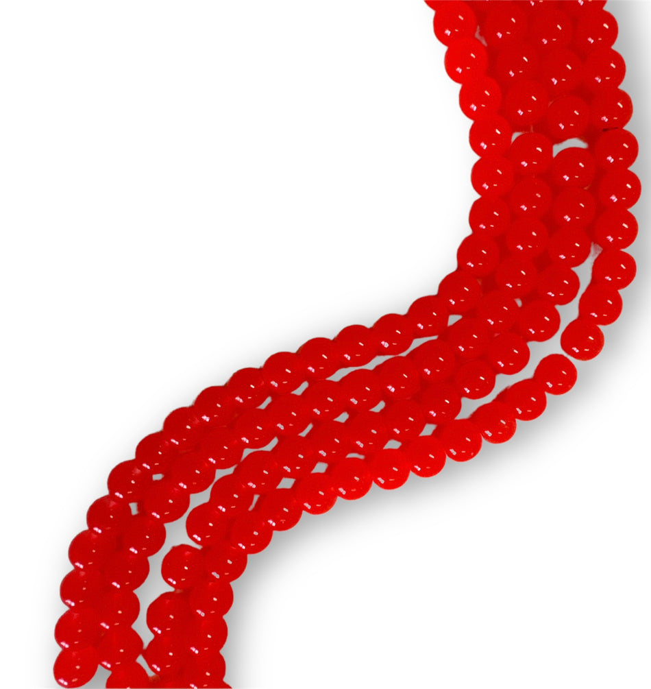 Red Orange Beads Glass Strand 8mm