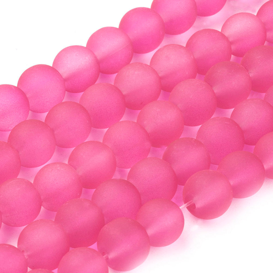 Frosted Round Glass Bead Strand 8mm