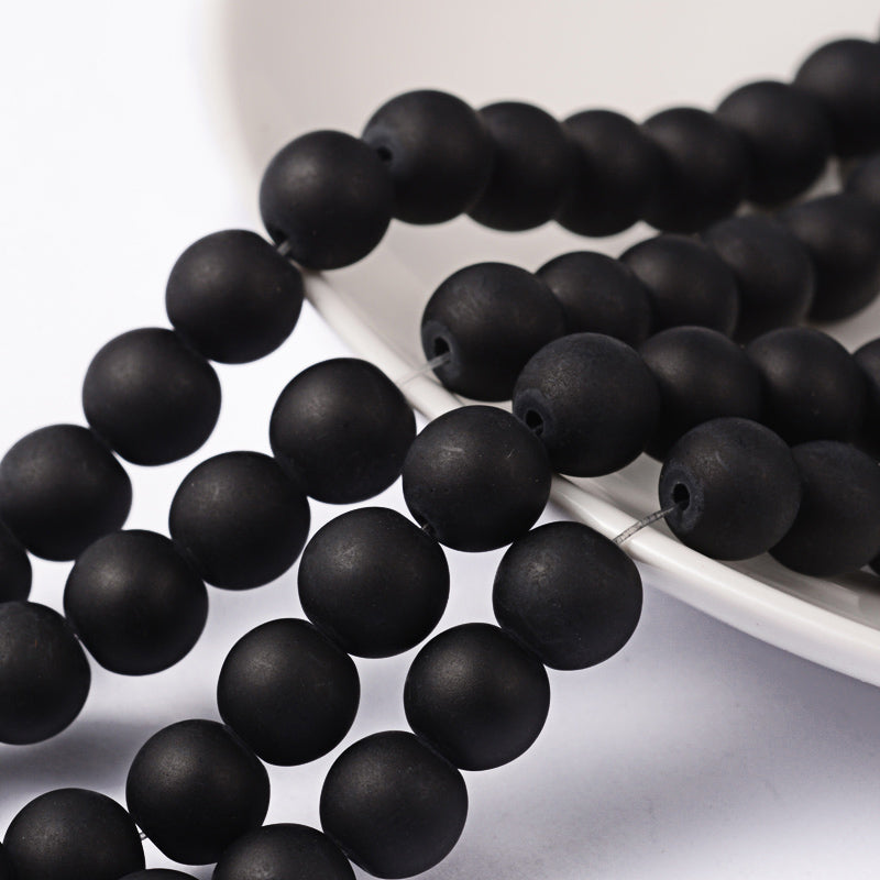 Frosted Round Glass Bead Strand 8mm