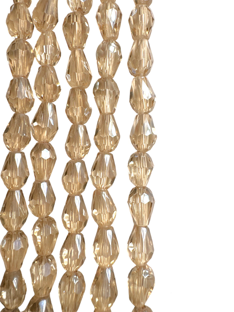 Faceted Beige Crystal Drop 8mm 22” Strand