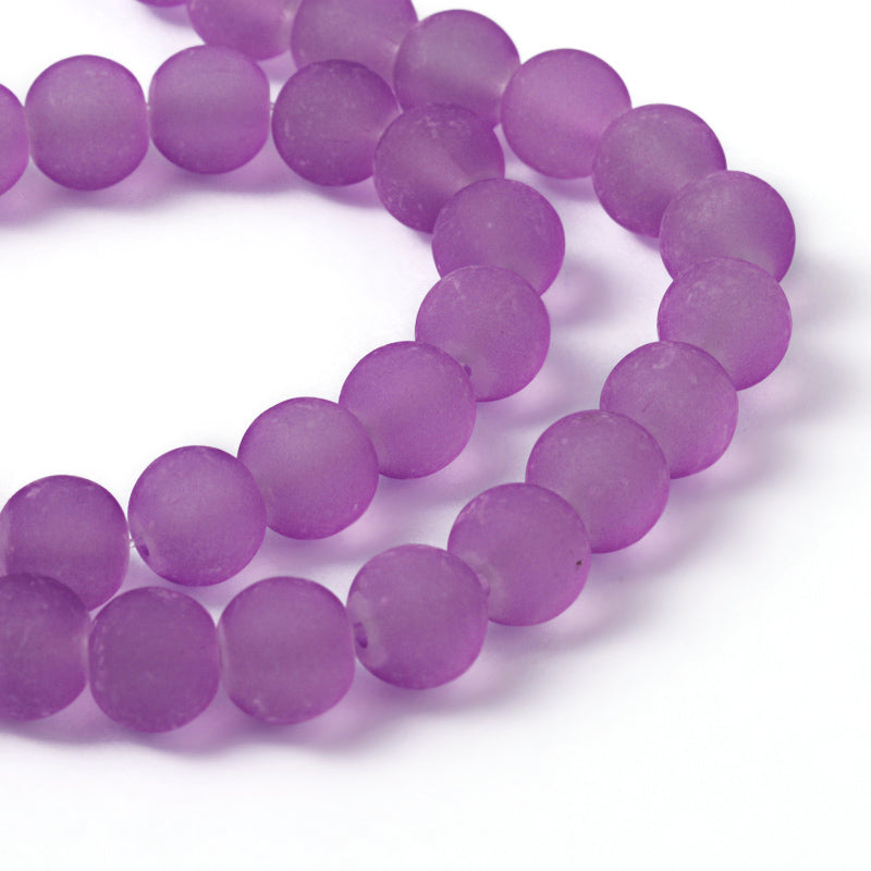 Frosted Round Glass Bead Strand 8mm