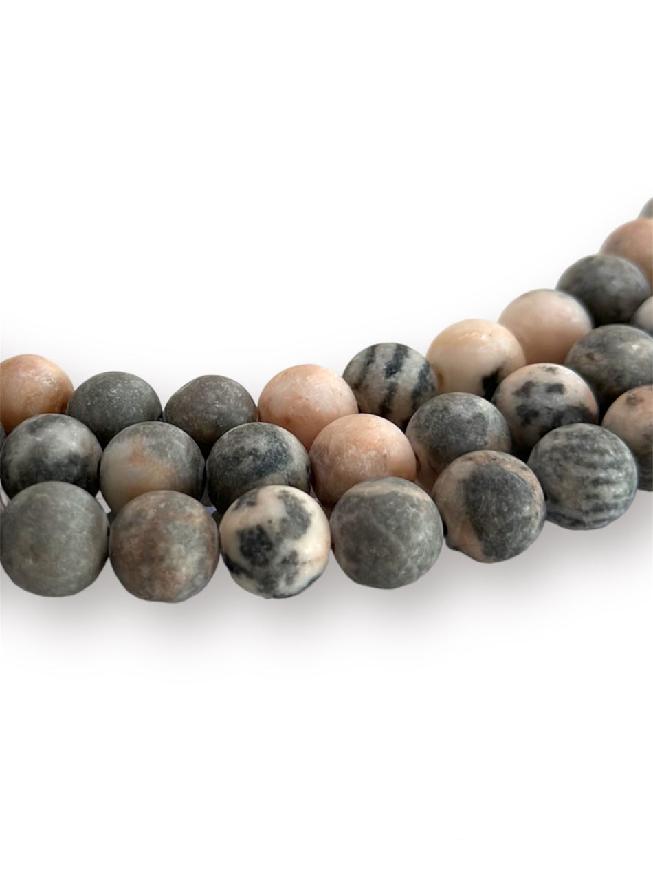 Frosted Grey Cream Gemstone Strand