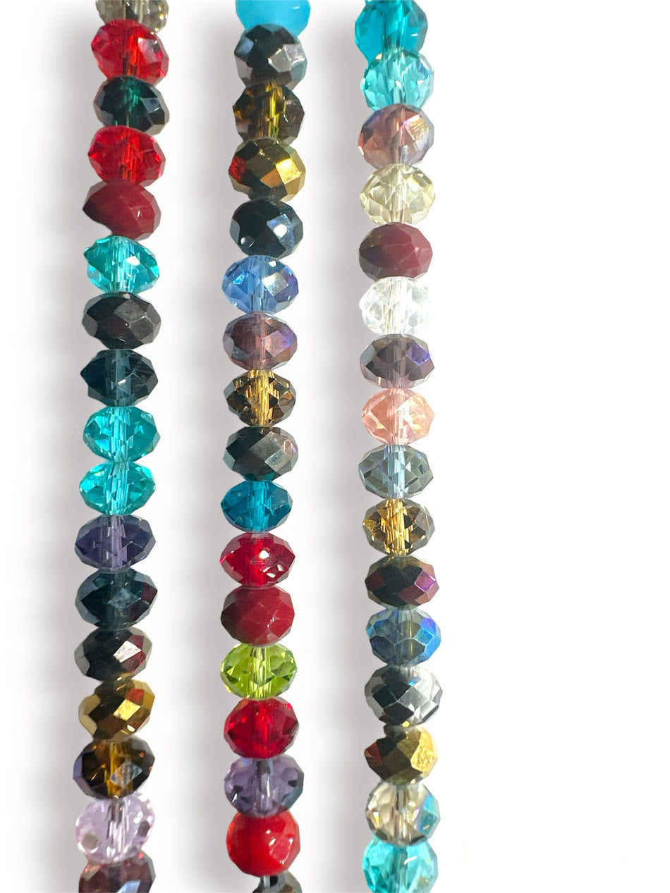 Faceted Rondelle Multi Crystal Strand