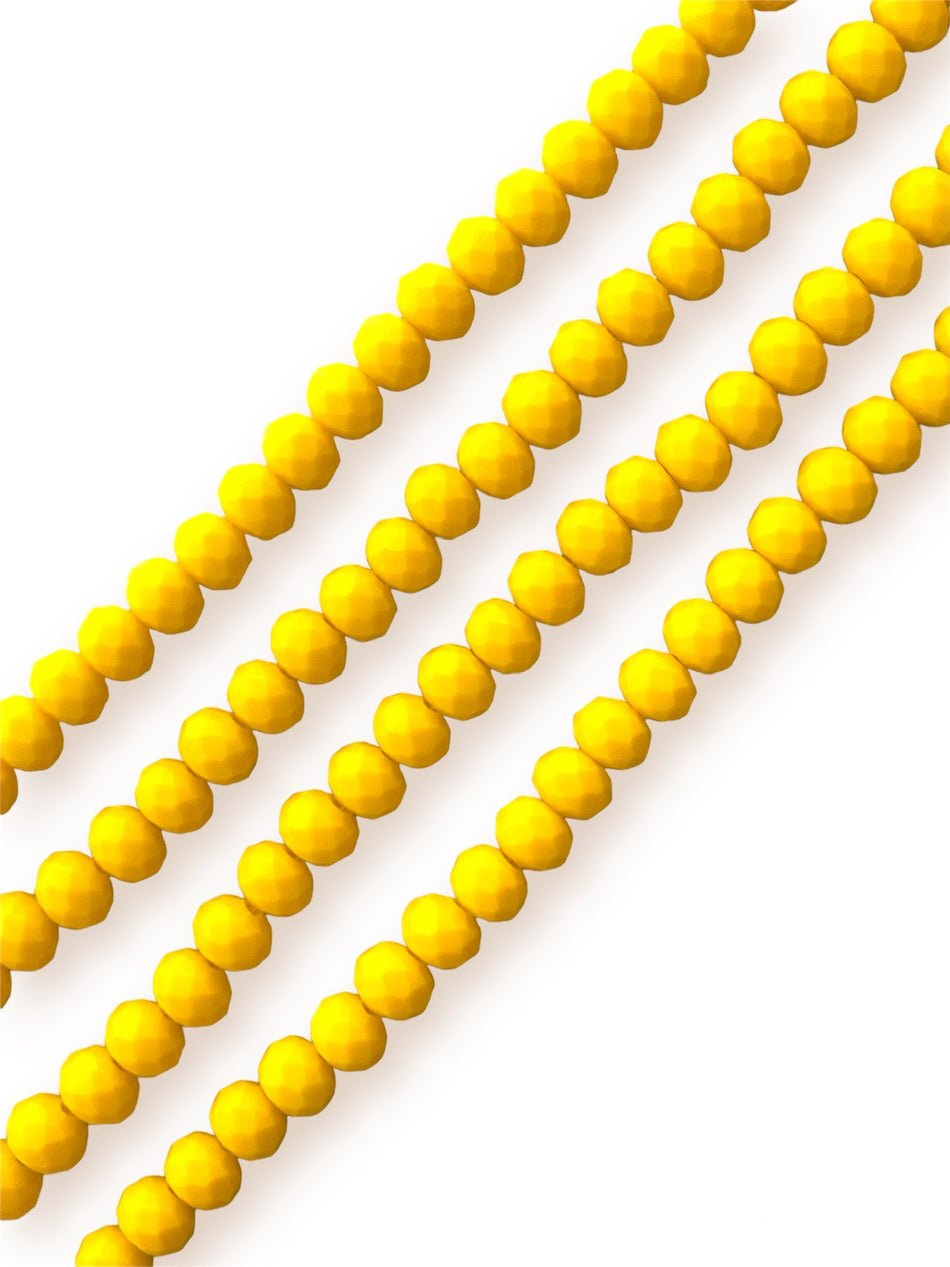 Matte Yellow Rondelle Crystal Strand, 8mm