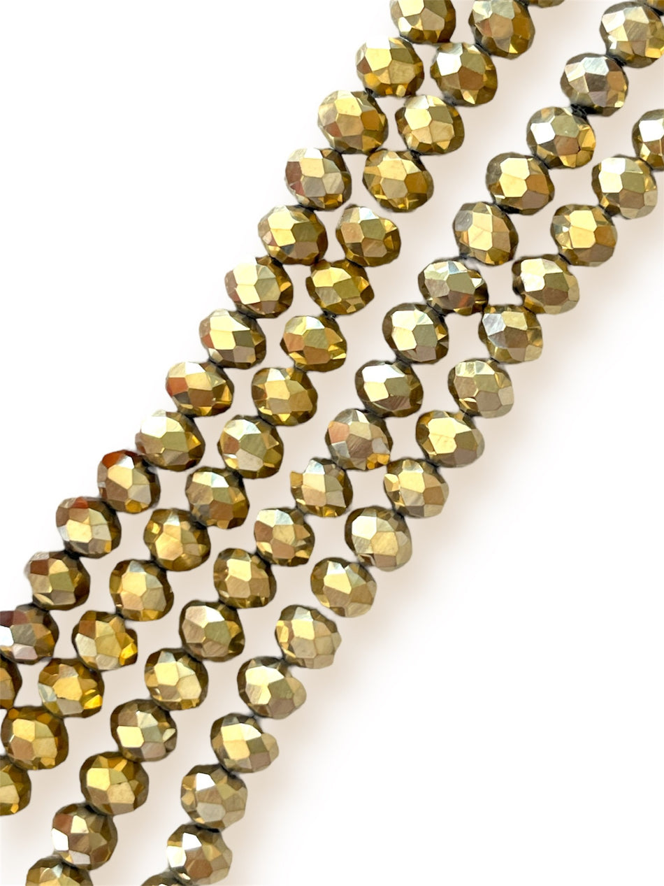 Faceted Gold Rondelle Crystal Strand, 8mm