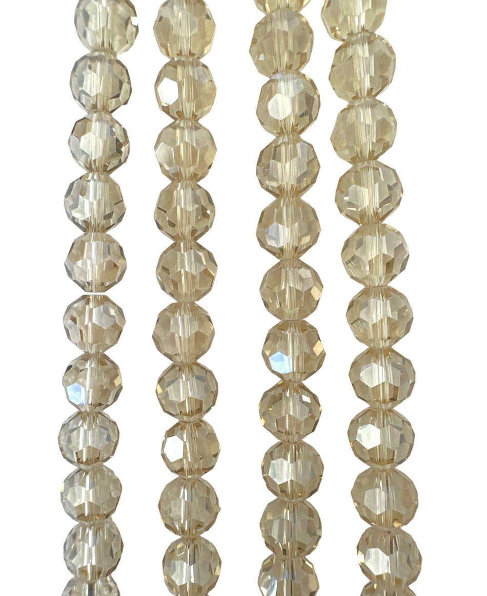 Champagne Round Faceted Crystal Strand