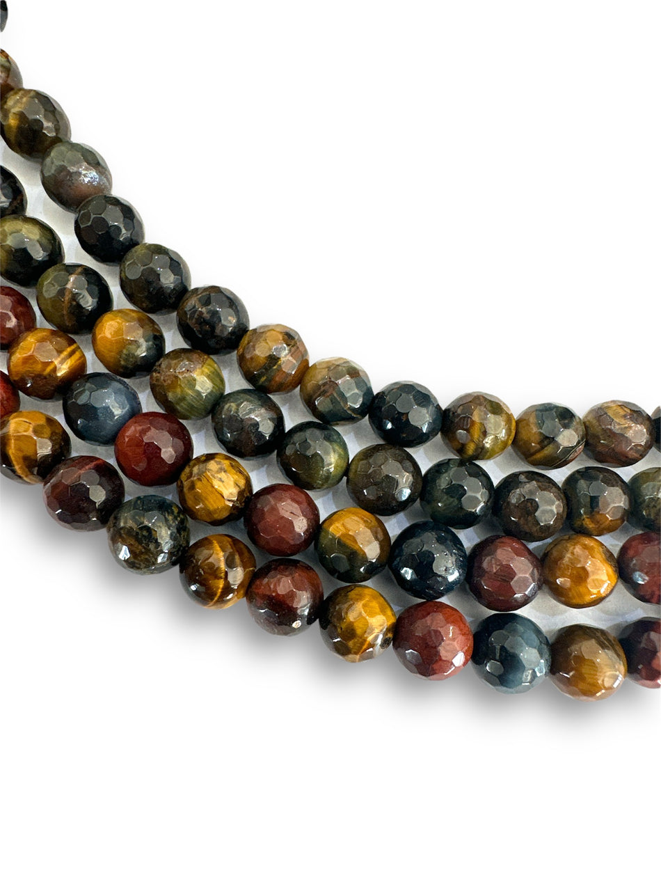 Faceted Varied Tiger Eye Strand